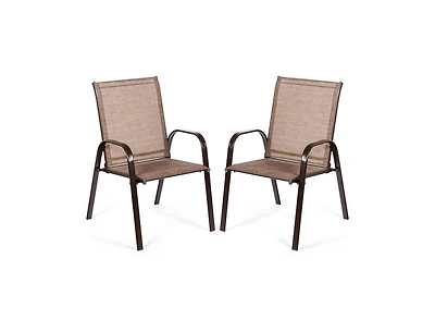2 Pcs Patio Chairs Outdoor Dining Chair with Armrest