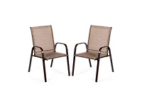 2 Pcs Patio Chairs Outdoor Dining Chair with Armrest