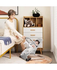 Foldable Baby Bouncer with Removable Fabric Cover and Toy Bar-Grey