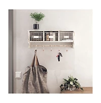 Rustic Coat Rack Wall Mounted Shelf With Hooks & Baskets, Entryway Organizer 5 And Cubbies