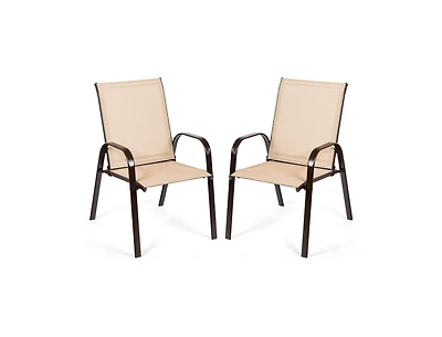 2 Pcs Patio Chairs Outdoor Dining Chair with Armrest