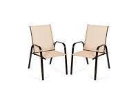 2 Pcs Patio Chairs Outdoor Dining Chair with Armrest