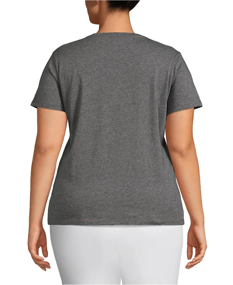 Lands' End Plus Relaxed Supima Cotton V-Neck T-Shirt