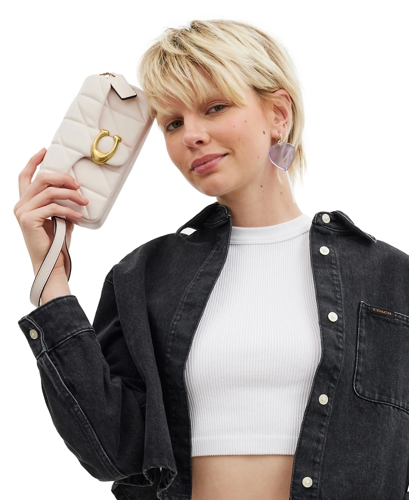 Coach Quilted Tabby Leather Wristlet Crossbody