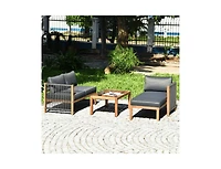 3 Pieces Patio Acacia Wood Sofa Furniture Set with Nylon Rope Armrest