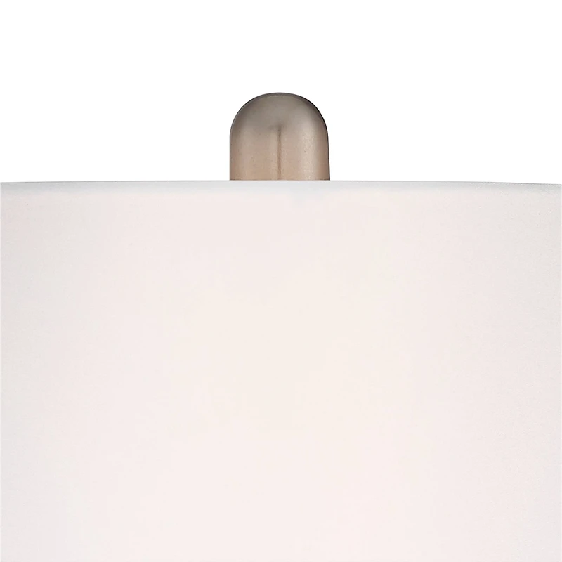 360 Lighting Serrena Modern Accent Table Lamp 23" High White Glass Brushed Nickel Metal with Nightlight Drum Shade for Bedroom Living Room House