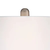 360 Lighting Serrena Modern Accent Table Lamp 23" High White Glass Brushed Nickel Metal with Nightlight Drum Shade for Bedroom Living Room House