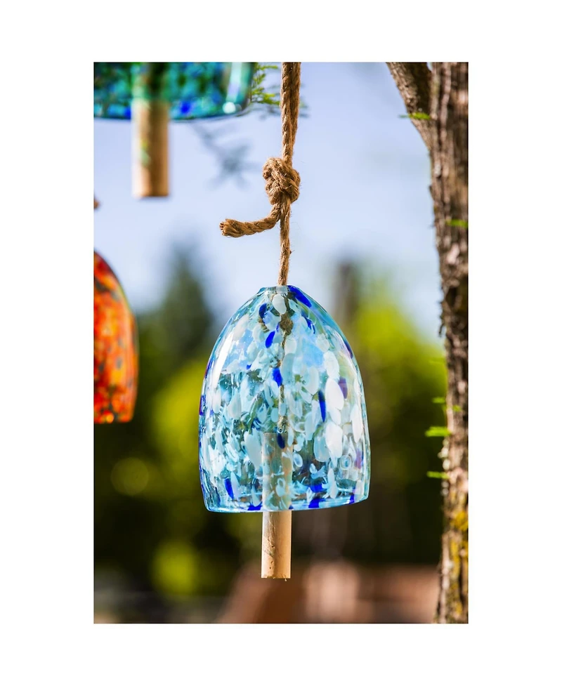 Evergreen Art Glass Speckle Light Blue Bell Chime