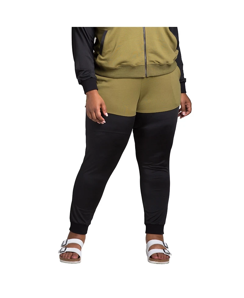 Women's Plus Curvy Fit Contrast Blocked Jogger