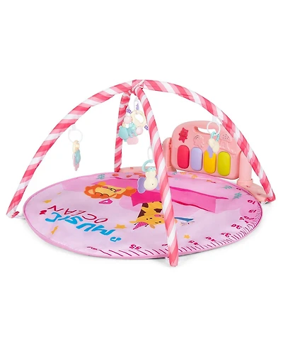 Baby Activity Play Piano Gym Mat with 5 Hanging Sensory Toys
