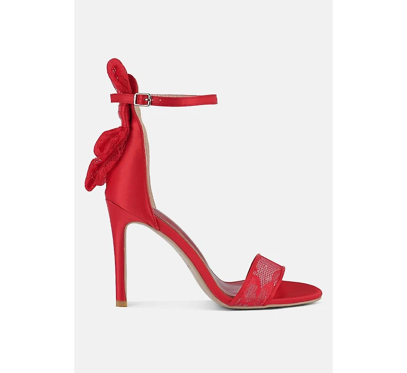 Delancy Bow Detail Lace Stiletto Sandals Women