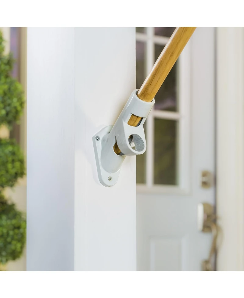 Evergreen Flag Two-Position Cast Iron White Flag Pole Bracket Flag Pole Hardware for The Home