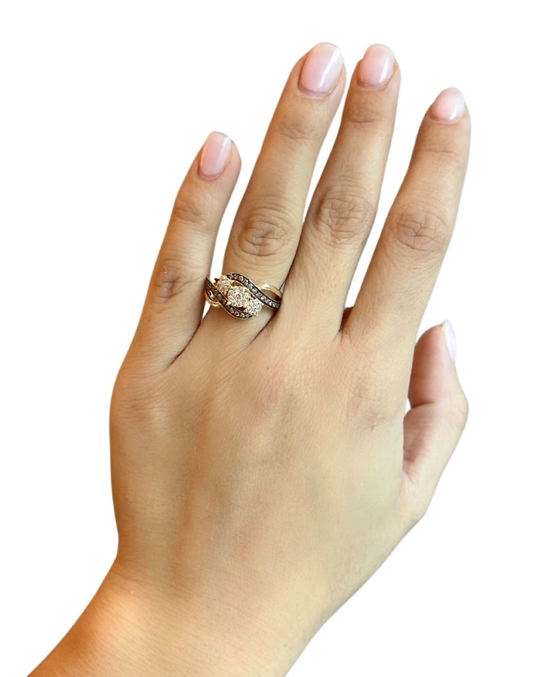 Le Vian Chocolate Diamond & Nude Diamond Cluster Swirl Ring (1/2 ct. t.w.) in 14k Gold