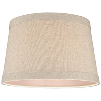 Springcrest Natural Linen Small Drum Lamp Shade 10" Top x 12" Bottom x 8" High (Spider) Replacement with Harp and Finial