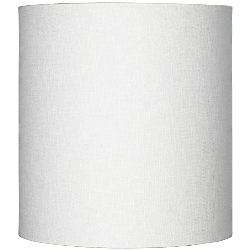 Springcrest White Tall Linen Medium Drum Lamp Shade 14" Top x 14" Bottom x 15" High (Spider) Replacement with Harp and Finial