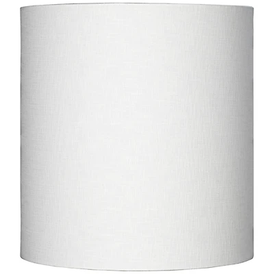 Springcrest White Tall Linen Medium Drum Lamp Shade 14" Top x 14" Bottom x 15" High (Spider) Replacement with Harp and Finial