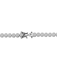 Sterling Silver White Gold Plated Cubic Zirconia Cluster Tennis Bracelet