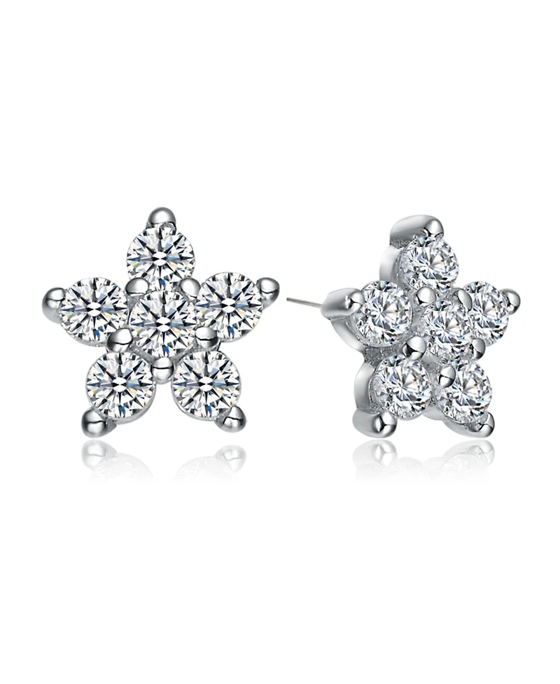 Star Shape Cubic Zirconia White Gold Plated Earrings