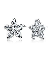Star Shape Cubic Zirconia White Gold Plated Earrings