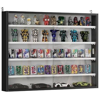 Homcom 5-Tier Display Cabinet Glass Cabinet with 4 Adjustable Shelves,