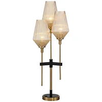 Axiom Modern Console Table Lamp 39" Tall Brass Gold Black Metal Champagne Ribbed Glass Shade for Bedroom Living Room House Home Bedside Nightstand Off