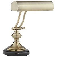 Regency Hill Traditional Piano Banker Desk Lamp Adjustable 12" High Black Marble Base Antique Brass Shade for Office Table