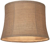 Springcrest Natural Burlap Medium Drum Lamp Shade 12" Top x 14" Bottom x 10" High (Spider) Replacement with Harp and Finial