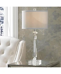 Vienna Full Spectrum Aline 26 1/2" Tall Traditional Table Lamp Clear Crystal Single Gray Shade Living Room Bedroom Bedside