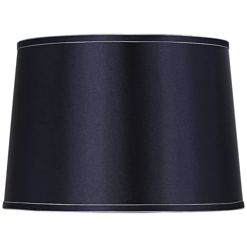Springcrest Sydnee Navy with Silver Trim Medium Drum Lamp Shade 14" Top x 16" Bottom x 11" Slant (Spider) Replacement with Harp and Fin