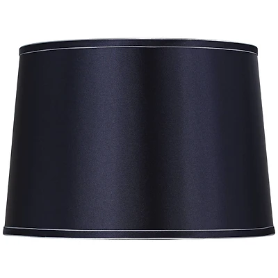 Springcrest Sydnee Navy with Silver Trim Medium Drum Lamp Shade 14" Top x 16" Bottom x 11" Slant (Spider) Replacement with Harp and Fin