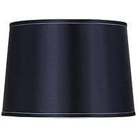 Springcrest Sydnee Navy with Silver Trim Medium Drum Lamp Shade 14" Top x 16" Bottom x 11" Slant (Spider) Replacement with Harp and Fin
