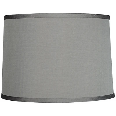 Platinum Gray Medium Dupioni Silk Lamp Shade 13" Top x 14" Bottom x 10" Slant x 10" High (Spider) Replacement with Harp and Finial - Springcrest