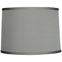 Platinum Gray Medium Dupioni Silk Lamp Shade 13" Top x 14" Bottom x 10" Slant x 10" High (Spider) Replacement with Harp and Finial - Springcrest
