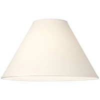 Springcrest Set of 2 Empire Lamp Shades White Linen Chimney Large 6" Top x 17" Bottom x 10" High Spider Harp and Finial Fitting