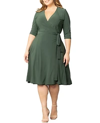 Kiyonna Women's Essential Wrap Dress with 3/4 Sleeves