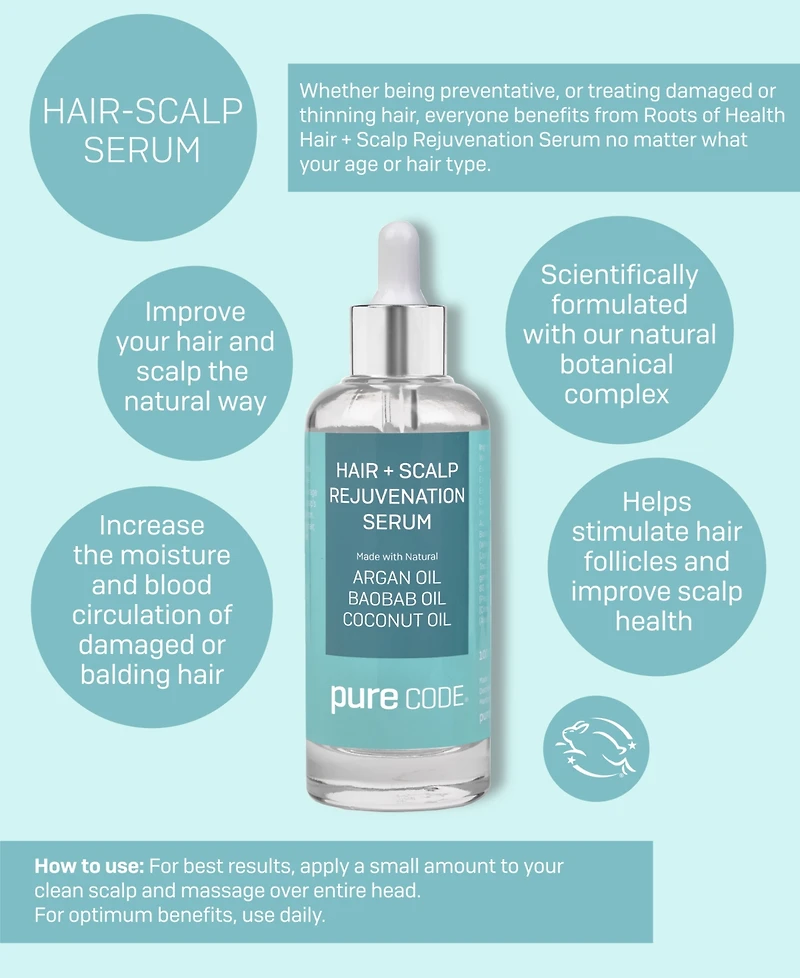 Purecode Roots Of Health Hair + Scalp Rejuvenation Serum, 3.38 oz.