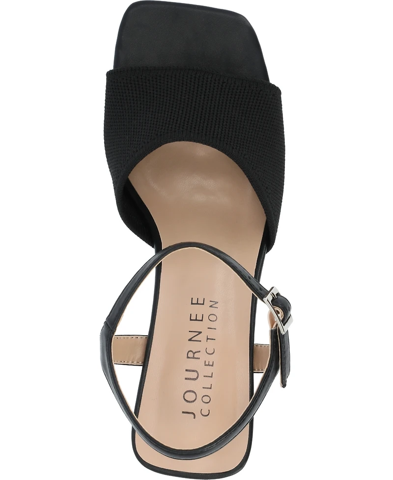 Journee Collection Women's Evylinn Knit Block Heel Dress Sandals