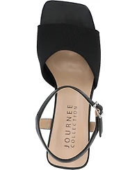 Journee Collection Women's Evylinn Knit Block Heel Dress Sandals