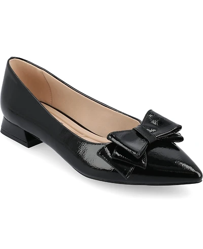 Journee Collection Women's Ophelia Bow Low Block Heel Dress Flats