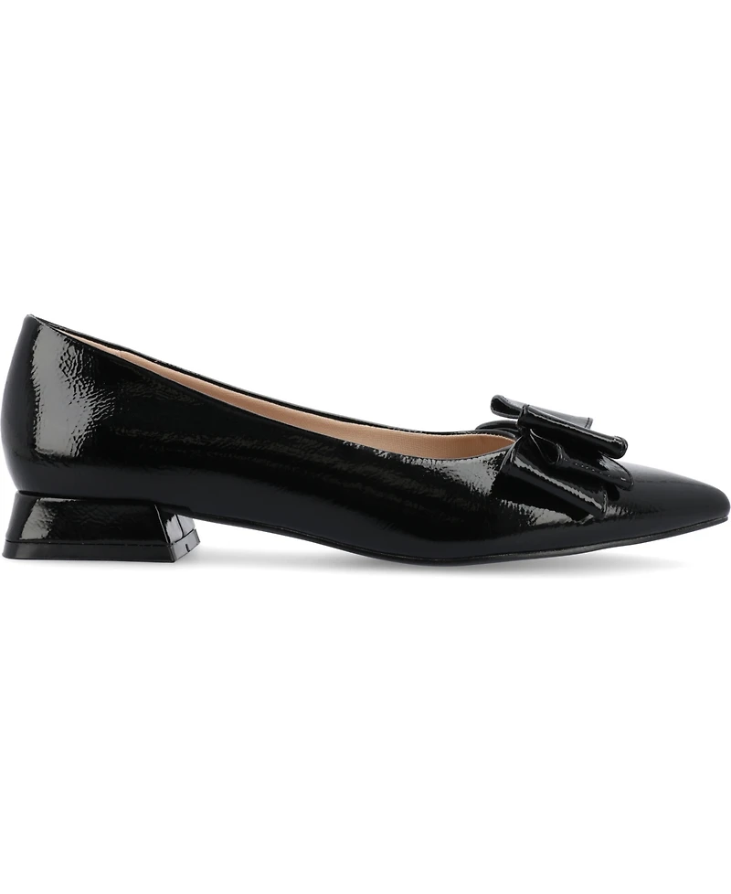 Journee Collection Women's Ophelia Bow Low Block Heel Dress Flats