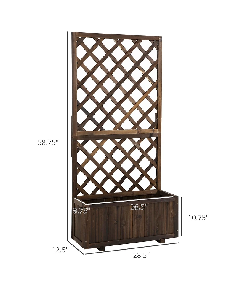 Outsunny Wooden Raised Garden Bed with Trellis and Drain Holes,