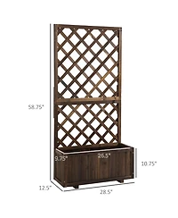 Outsunny Wooden Raised Garden Bed with Trellis and Drain Holes,