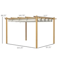 Outsunny 10'x12' Retractable Pergola with Wood Grain Aluminum Frame,