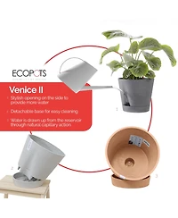Ecopots Venice Indoor and Outdoor Planter with Water Reservoir, 12in