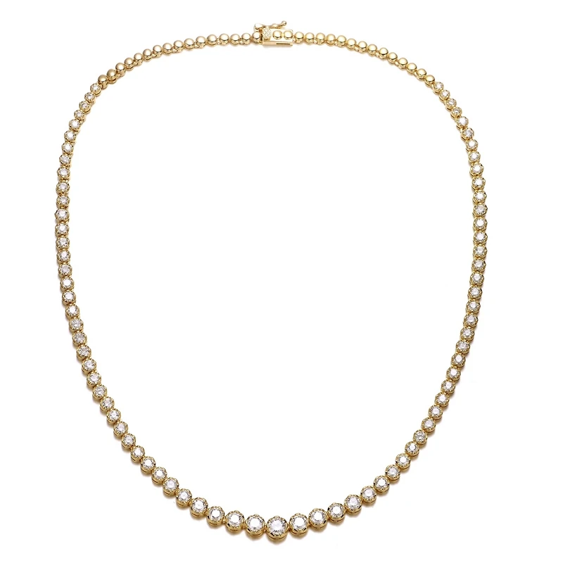 Sterling Silver Cubic Zirconia Graduated-Size Tennis Chain Anniversary Necklace