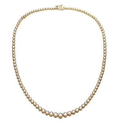 Sterling Silver Cubic Zirconia Graduated-Size Tennis Chain Anniversary Necklace