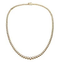 Sterling Silver Cubic Zirconia Graduated-Size Tennis Chain Anniversary Necklace