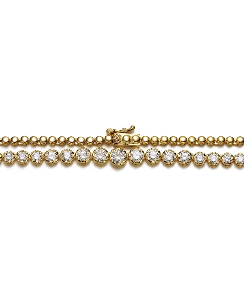 Sterling Silver Cubic Zirconia Graduated-Size Tennis Chain Anniversary Necklace