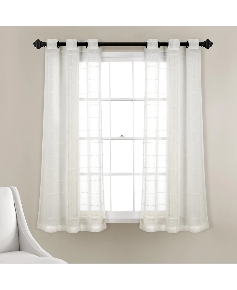 Farmhouse Textured Grommet Sheer Window Curtain Panels