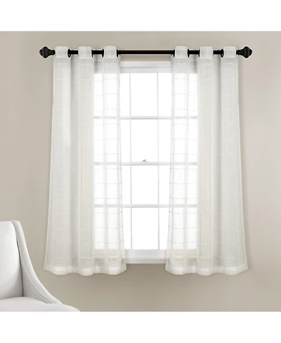 Farmhouse Textured Grommet Sheer Window Curtain Panels